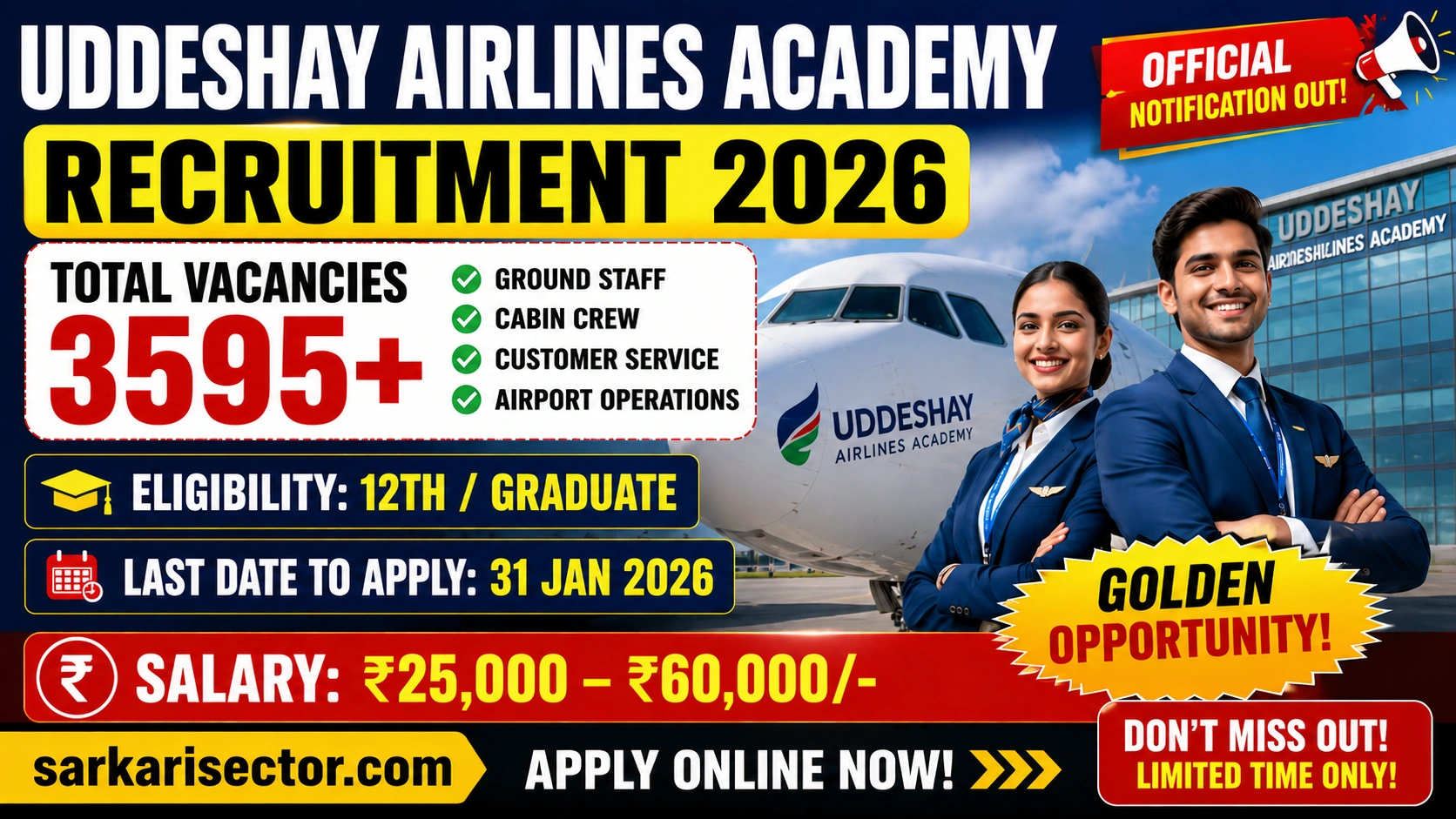 Uddeshay Airlines Academy Recruitment 2026